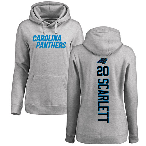 Carolina Panthers Ash Women Jordan Scarlett Backer NFL Football #20 Pullover Hoodie Sweatshirts->nfl t-shirts->Sports Accessory